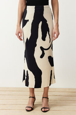 TRENDYOLMILLA Ekru Soyut Piliseli Bask?l? Midi Etek TWOSS24ET00209  фото 4