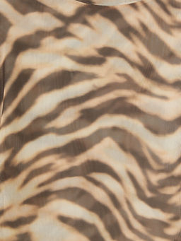 Bisiklet Yaka Zebra Desenli B?zg?l? Bluz