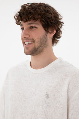 Erkek Comfort Fit Bisiklet Yaka Ekru Jakarl_ _nterlok Ti__rt Sepette S_rpriz _ndirim - U.s. polo assn фото 2