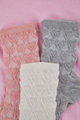 Pembe-Gri-Ekru 3lu Paket Kalpli Jakar Orme Corap THMAW26CO00009 - Trendyolmilla фото 2