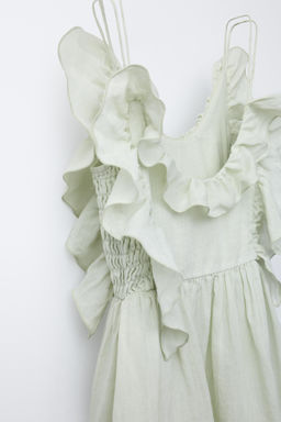 VESTIDO VOLANTES 100% RAMIO / Verde pastel - Zara фото 5