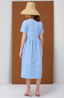 Платье хлопок OD-795-2 с планкой голубое OD-795-2 - Tantino фото 8