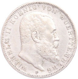 Монета 3 марки 1909 года F Германия (Вюртемберг)