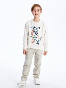 Bisiklet Yaka Bask?l? Uzun Kollu Erkek ?ocuk Sweatshirt - Waikiki фото 2