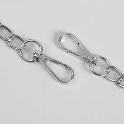 Ручка для сумки, с цепочками и карабинами, 120×1.8 см, цвет серебряный