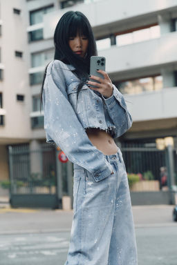 TRF STRASS CROP DENIM JACKET - Zara фото 4