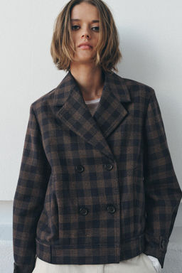 ZW COLLECTION CHECKED DOUBLE-BREASTED JACKET - Zara фото 2
