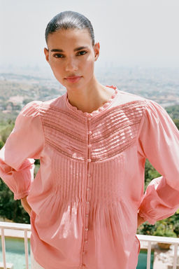 ROMANTIC LACE TRIM BLOUSE - Zara фото 4