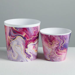 Набор кашпо для цветов 2 в 1 «Мрамор», 0,8 и 1,6 л, 11 х 12 и 14 х 14 см