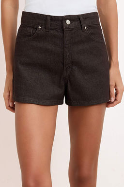 Kahverengi Yuksek Bel City Boy Denim Sort TWOSS23SR00199