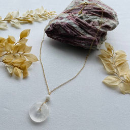 Кулон на цепочке из Горного Хрусталя и Лунного камня 50 см +