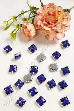 Стразы пришивные 10 мм "Квадрат" (20 шт) SF-3711, синий №9