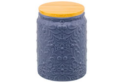 Банка д/хранения 1,1 л 12*12*16,4 см с бамбуковой крышкой с сил. упл. темно-серый матовый - Elan gallery фото 11