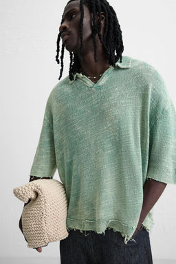 WASHED KNIT POLO SHIRT - Zara фото 5