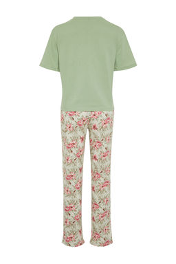 Trendyolmilla Fusya-Cok Renkli %100 Pamuklu Cicekli Orme Pijama Tak?m? THMSS24PT00230  фото 6