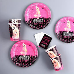 Набор бумажной посуды Супер девичник: 6 тарелок, 6 стаканов - Страна карнавалия фото 3