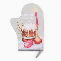 Варежка-прихватка Доляна Пасха 20х28 см, 35% хл, 65% пэ, ватин 250 г/м2  фото 2