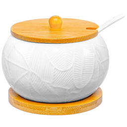 Сахарница 320 мл 10,5*10,5*9 см "Танзания" + ложка + дер. крышка на дер. подставке