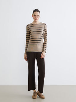 Bisiklet Yaka ?izgili Kad?n Ti??rt