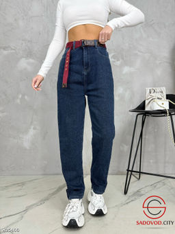 Джинсы на меху с высокой посадкой