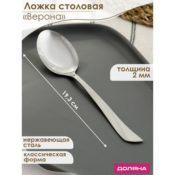 Набор ложек столовых 6 шт, 19,3 см Доляна Верона толщина 2 мм