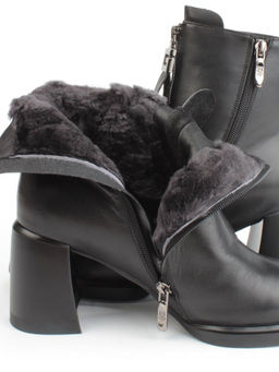 04-M3-L808 BLACK Ботильоны зимние женские (натуральная кожа, натуральный мех)