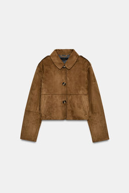 CHAQUETA CORTA EFECTO ANTE / Tostado - Zara фото 8