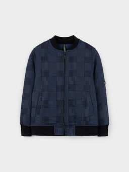КР 302682/грозовая туча,костюмная клетка жакет (бомбер) для мал