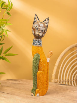 Сувенир «Кошка», 60×14×6 см, дерево, коричневый, МИКС