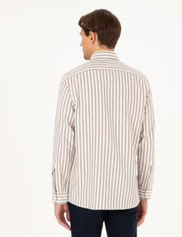 Kahverengi Regular Fit _izgili Uzun Kollu G_mlek - Pierre cardin фото 5