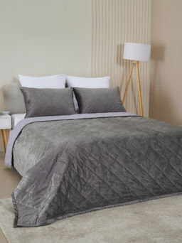 Набор покрывало и чехлы на подушку - Кристалл, цвет графит 200х220