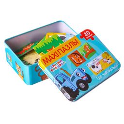 Макси-пазлы в металлической коробке Синий трактор: Где чей малыш?, 30 деталей  фото 2