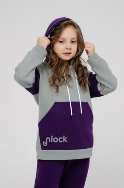 886Д Костюм детский "Серый/фиолетовый"