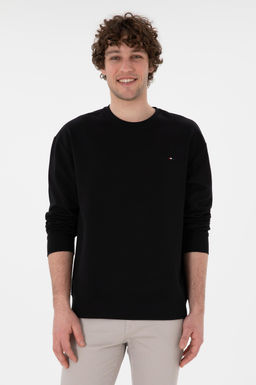 Erkek Comfort Fit Bisiklet Yaka Siyah Sweatshirt Sepette S_rpriz _ndirim