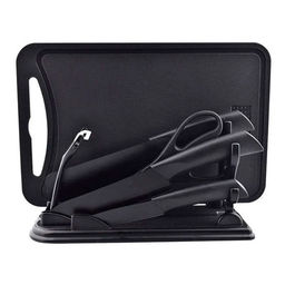 Набор кухонный COLTELLO NERO (7 пр.): 3 ножа, ножницы, овощечистка, разд. доска, подст. арт.310890 /MALLONY/