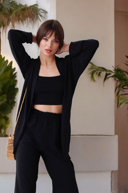 9192 Костюм из кимоно и брюк-палаццо чёрный - Martichelli фото 25