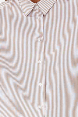 TRENDYOLMILLA Mavi Cizgili Oversize/Genis Kal?p Dokuma Gomlek TWOSS23GO00144  фото 12