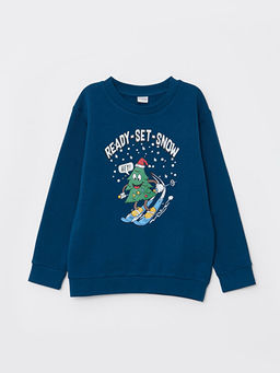 Bisiklet Yaka Y?lba?? Temal? Uzun Kollu Erkek ?ocuk Sweatshirt - Waikiki фото 3