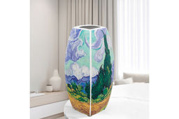 Ваза 1,5 л 11*11*21 см "Пшеничное поле с кипарисами" квадрат, NEW BONE CHINA