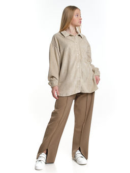 Вельветовая рубашка для девочки 22-7364 бежевый - Mini maxi фото 4