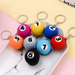 Цена за 3 шт. Брелок резиновый "Бильярдный шар" (KL-2217)