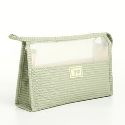Косметичка на молнии, треугольная, с сеткой, зелёная