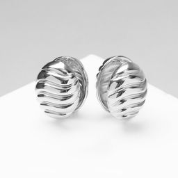 Серьги металл Аккорд овал, волны, цвет серебро