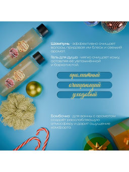 Новогодний подарочный набор косметики Снежное царство, с ароматом розы и корицы. Золотая серия
