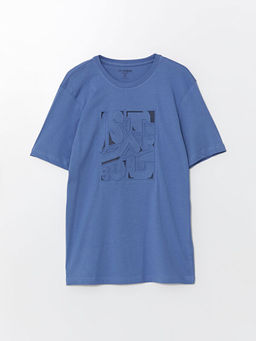 Bisiklet Yaka K?sa Kollu Bask?l? Penye Erkek Ti??rt