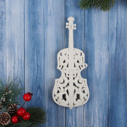 Цена за 3 шт. Ёлочная игрушка Зимнее волшебство. Виолончель пластик, 177 см, белый