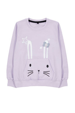 TRENDYOLMILLA Siyah K?z Cocuk Mevsimlik-Ince Cicek Nak?sl? Orme Sweatshirt TKDAW25SW00008  фото 3