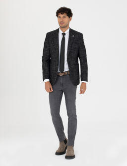 Siyah Ekstra Slim Fit Y_n Kar___ml_ Blazer Ceket