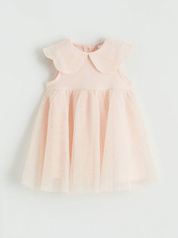Bebe Yaka T?l Detayl? K?z Bebek Elbise
