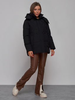 Зимняя женская куртка модная с капюшоном черного цвета 52302Ch - Holdluck фото 4